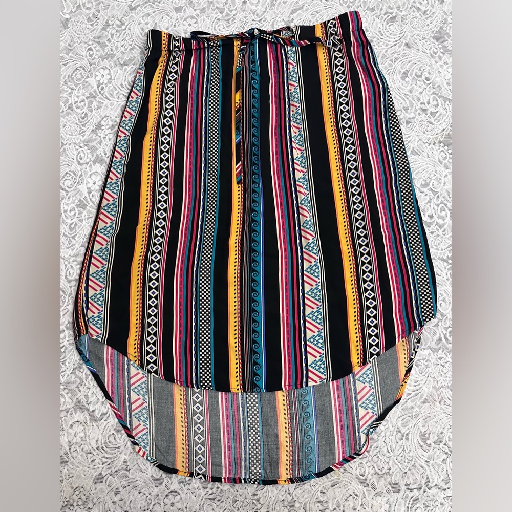 SHEIN High Low Multicolor Stripe Midi Skirt Size L NWT